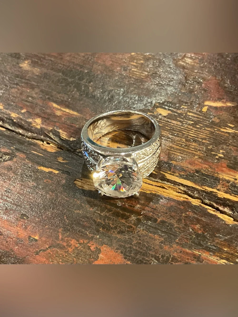 Sterling Silver Clear CZ Statement Ring